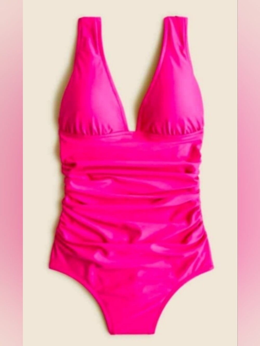NWT J. Crew pink ruched swimsuit, size 8